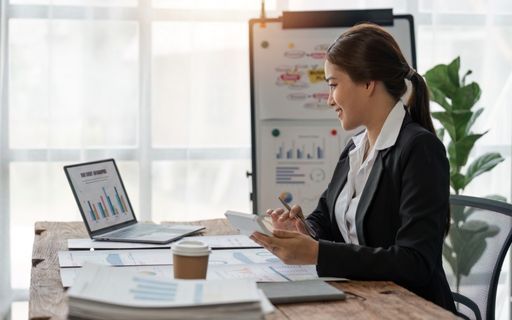 business woman working on ducments
